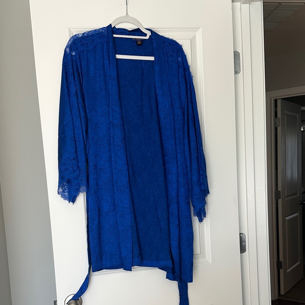 Victoria Secret Cobalt Blue Satin Robe